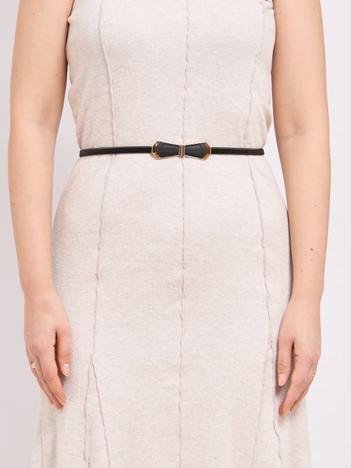 Жіночий металевий пасок Melina чорний з декоративною пряжкою в стилі гламур