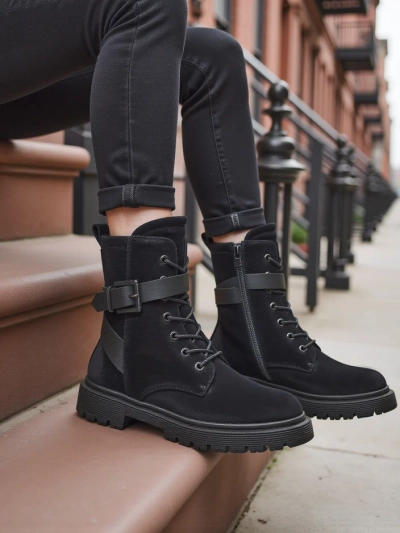 Schwarze Damen-Arbeitsstiefeletten Miros