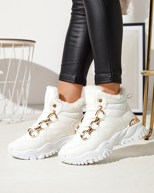 Weiße sportliche Damen-Winterstiefel a'la trappers Mertika - Footwear