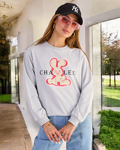 Royalfashion Damen Sweatshirt aus Baumwolle mit dünnem Druck