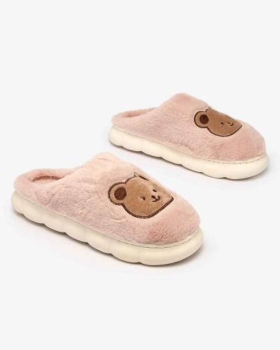 Royalfashion Lila Damenpantoffeln mit Teddybär Hettres