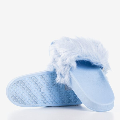 Blaue Hausschuhe mit Fell Millie - Footwear