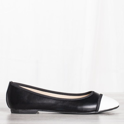 Schwarze Ballerinas mit weißem Zeh Larnaca - Schuhe