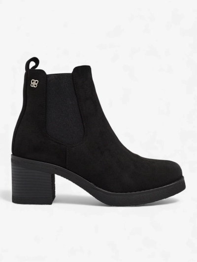 Damen Stiefeletten aus Wildlederimitat mit Blockabsatz Arsh