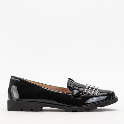 Чорні лаковані лофери Fanreso