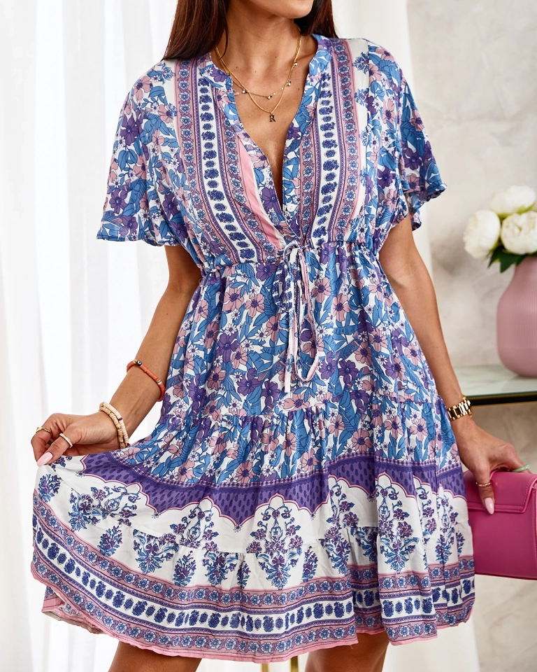 Royalfashion Sommer lila Damen kurzes Kleid