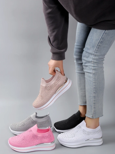 Royalfashion Damen Sport-Slipper mit Strass Ceromie