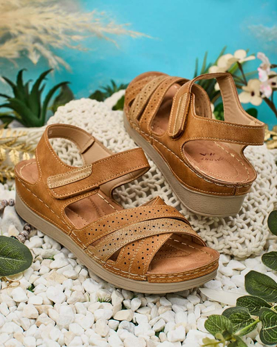 Royalfashion Damen Sandalen mit Klettverschluss Liu