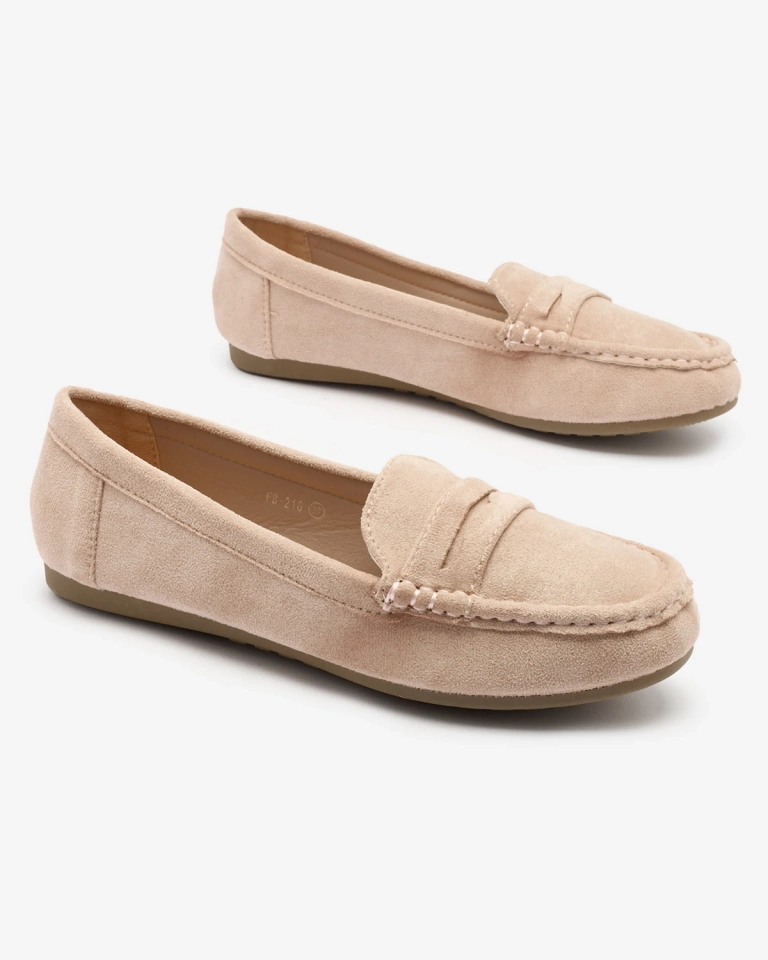 OUTLET Royalfashion Damen Mokassins aus Öko-Wildleder in beige Ziffig