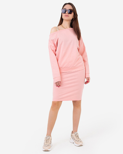 Set aus rosafarbener Bluse und Rock für Damen - Kleidung