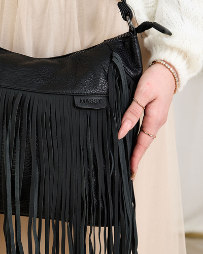 Royalfashion Große Damenhandtasche mit Quasten in schwarz