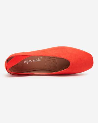 OUTLET Damen-Ballerinas in Orange mit Karree-Spitze Lojara - Schuhe
