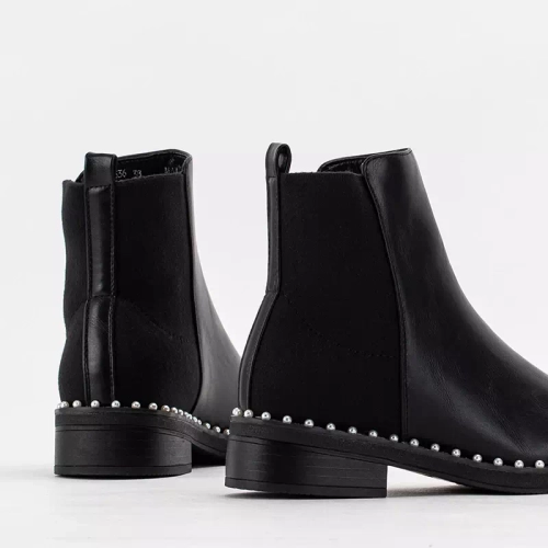 OUTLET Жіночі чорні чоботи з декоративними перлами Manoris - Взуття