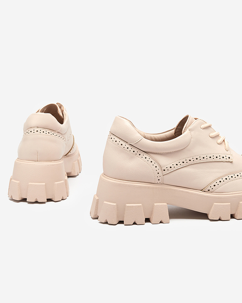 Бежеві жіночі черевики на шнурівці Uneri