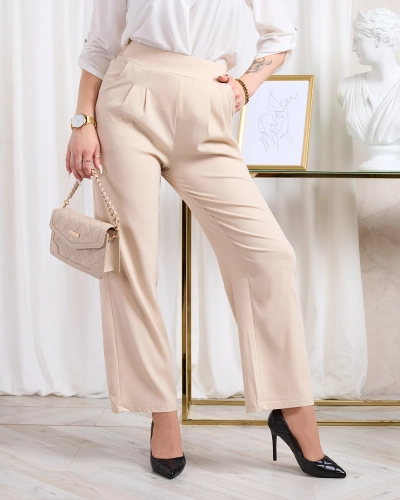 Royalfashion Beige Weite Stoffhose