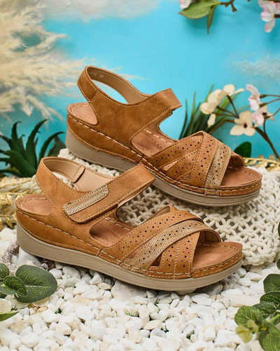 Royalfashion Damen Sandalen mit Klettverschluss Liu