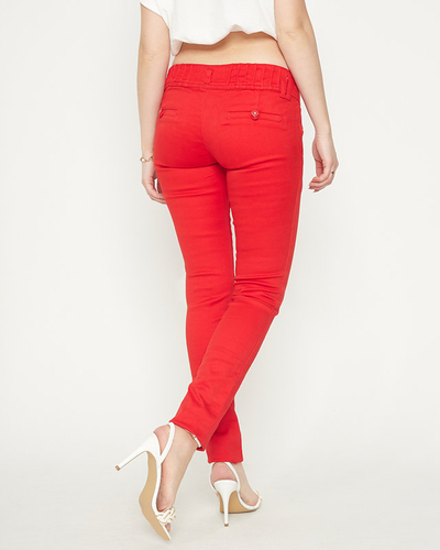 Damen Stoffhose mit niedrigem Bund in Rot - Kleidung