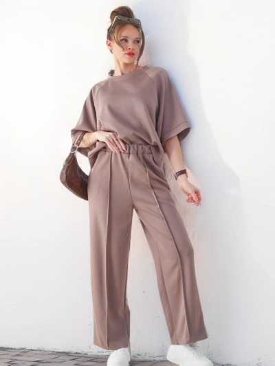 Royalfashion Damen-Set mit kurzen Ärmeln und weiten Hosen