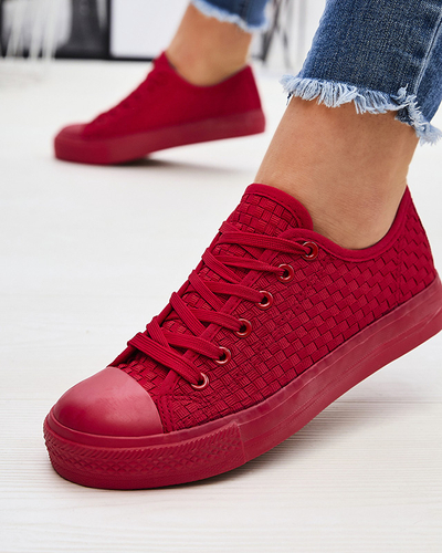 Rote Damen Turnschuhe mit Prägung Aklina - Schuhe