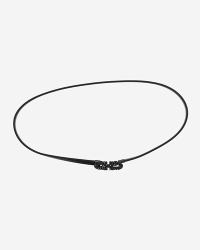 Жіночий чорний еластичний ремінь з фіанітами - аксесуари