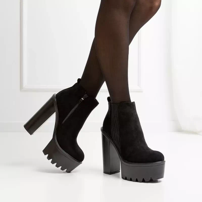 Schwarze Damen-Stiefeletten mit höherem Pfosten Sulina - Schuhe