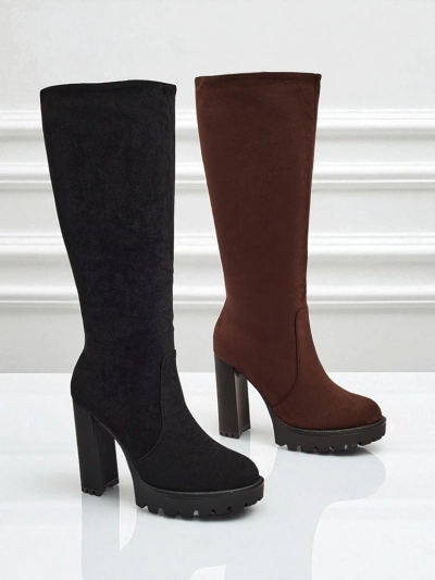 Damen Öko-Wildleder Stiefel mit Blockabsatz GaleNest