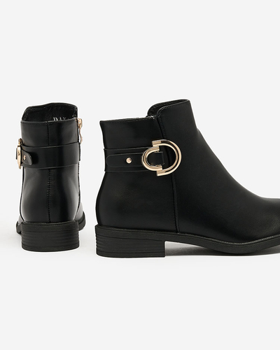 Royalfashion Schwarze Damenstiefel a'la sztyblety mit Verzierungen Ederte