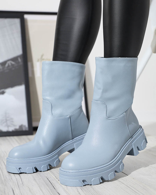 Блакитні жіночі чоботи з утепленням Mekira