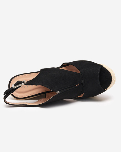Keilsandalen aus schwarzem Öko-Wildleder für Damen Devof - Footwear
