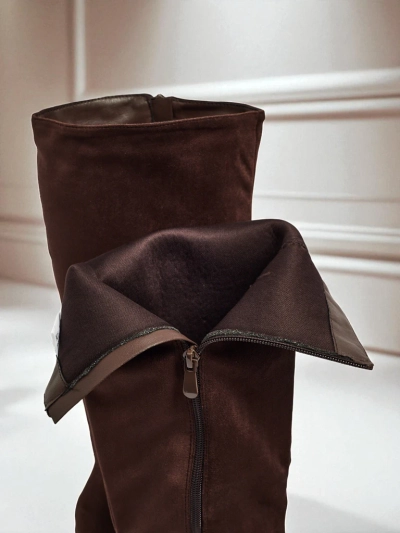 Damen Öko-Wildleder Stiefel mit Blockabsatz GaleNest