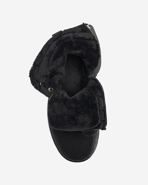 Жіночі утеплені черевики-трапери чорного кольору Tivica - Взуття