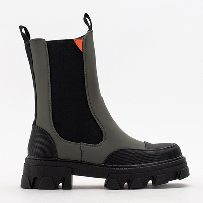 Dunkelgrüne Damenstiefel mit massiver Rosidi-Sohle - Schuhe