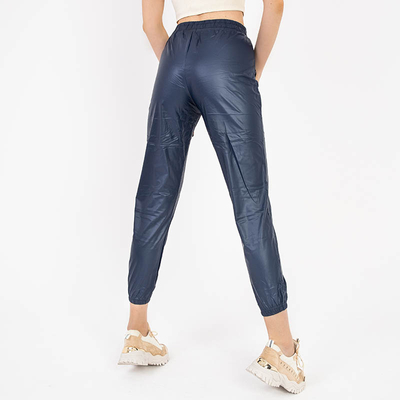 Marineblaue Öko-Lederhose für Damen - Kleidung