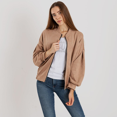 Beige Wildlederjacke für Damen - Kleidung