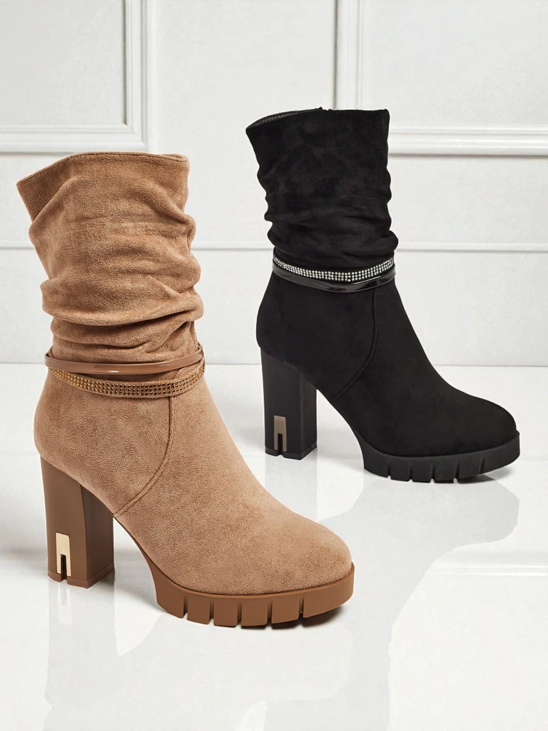 Damen Stiefeletten Öko-Wildleder mit Blockabsatz BrambleDusk