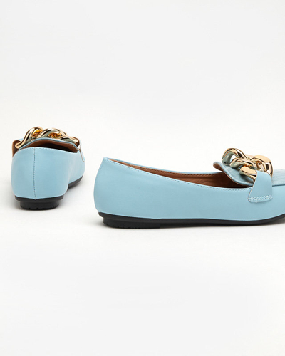 Blaue Damen-Slipper aus Kunstleder mit Kette Flamii - Footwear