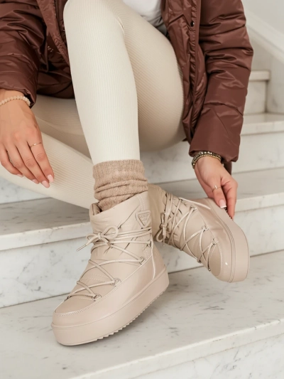 Royalfashion Damen-Schlupfstiefel a'la Schneestiefel in Hellbraun Vevnose