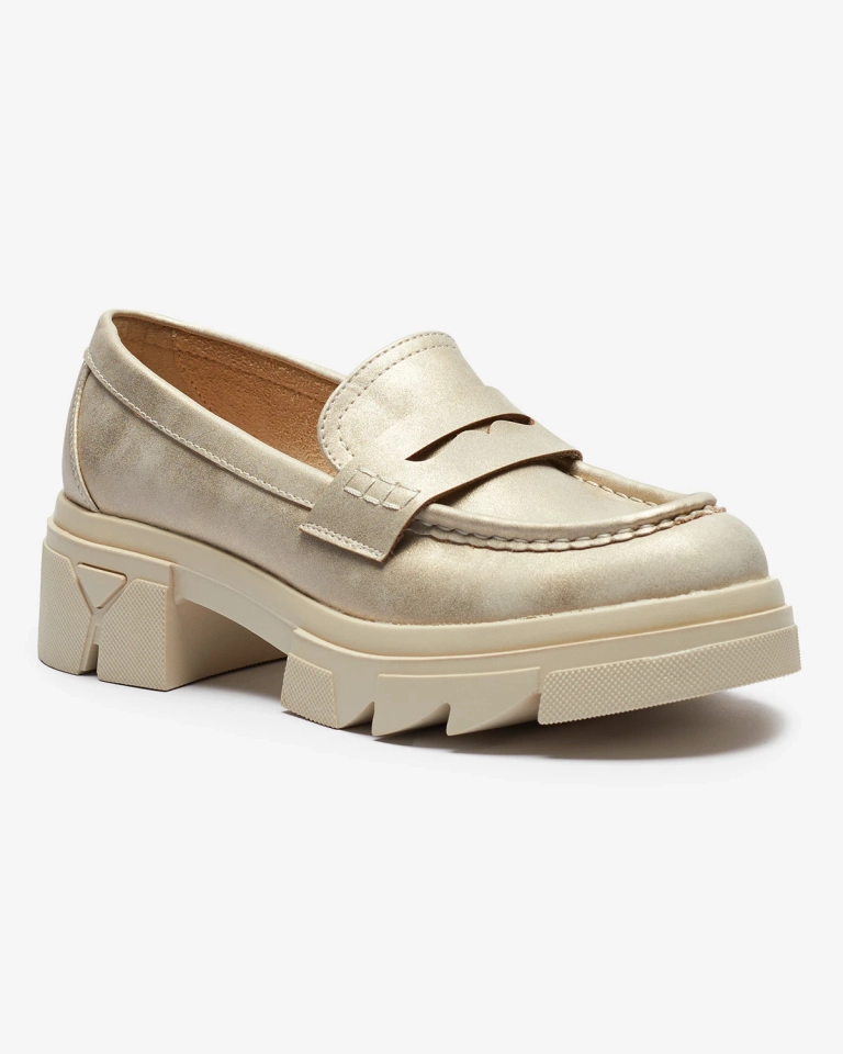 Gold Damen Öko-Leder Mokassins Sepop- Footwear