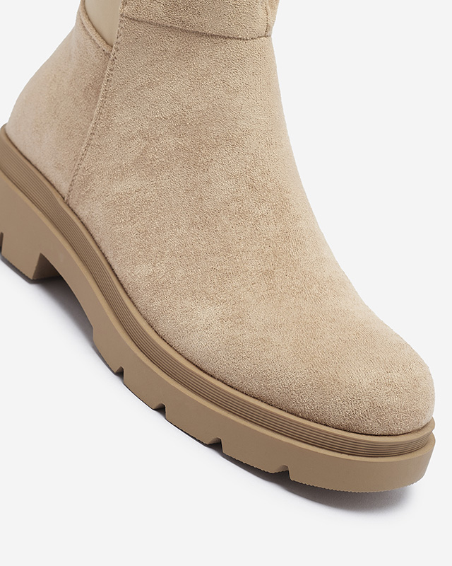 Hellbraune kniehohe Damenstiefel aus Ökowildleder Vexis - Footwear