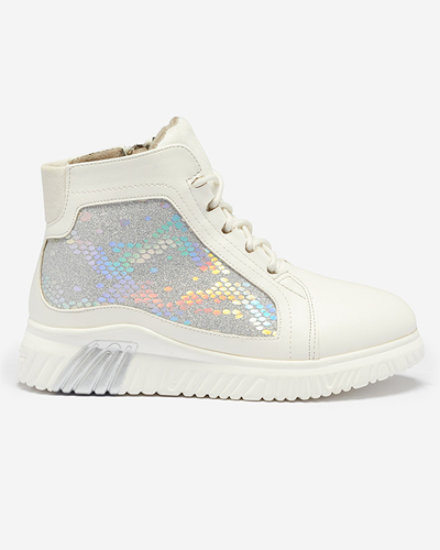 Mädchenstiefel mit silbernen Einsätzen in Weiß Ibersi- Schuhe