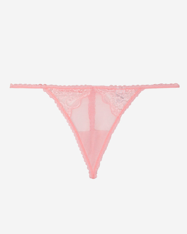 Pinker Damen-Tanga aus Spitze - Unterwäsche