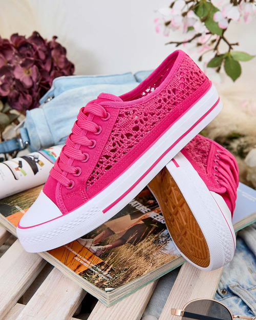 Жіночі кеди Callista Fuksja - легка тканина, плоска підошва 2,5 см