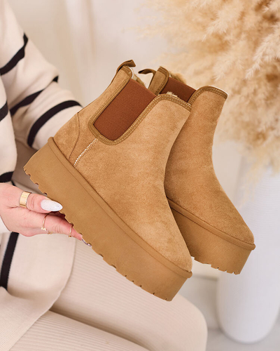 Royalfashion Braun Damen Plateau Schneestiefel Stiellsia