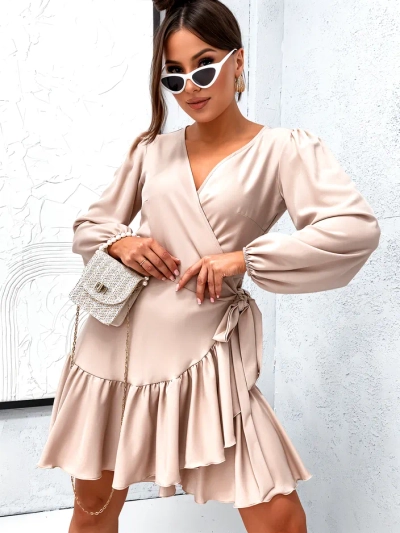 Royalfashion Damen Mini-Kleid mit Rüschen und Bindungen
