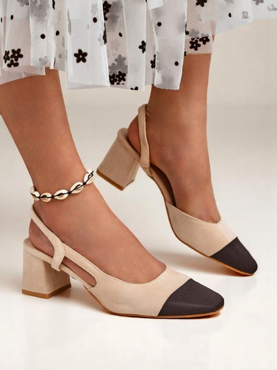 Royalfashion Damen Pumps mit niedrigem Absatz und dekorativer Spitze Eleganzo