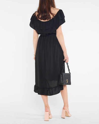 Schwarzes Damenkleid mit Rüschen - Kleidung