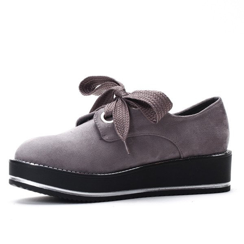 Szare, wiązane creepersy - Obuwie