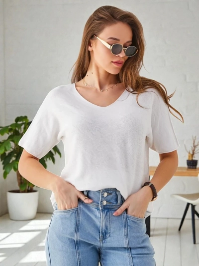 Royalfashion Тонкий жіночий светр з короткими рукавами