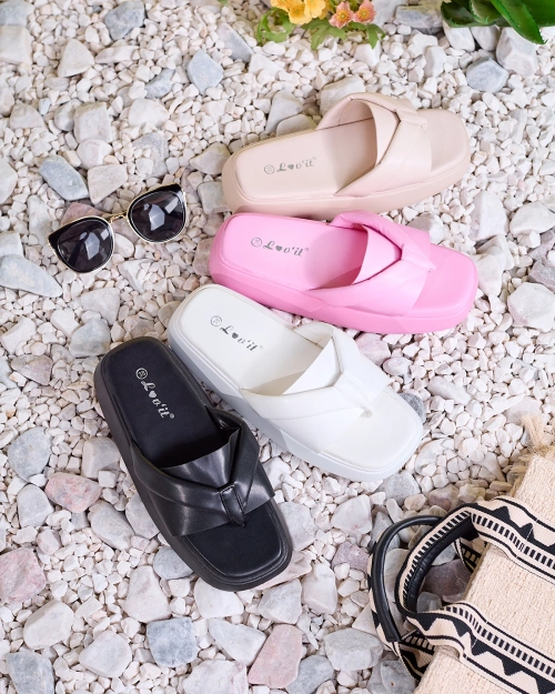 Бежеві жіночі шльопанці на платформі Royalfashion Luna Sole