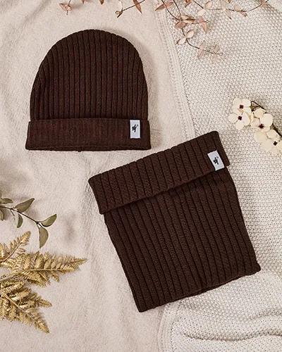 Royalfashion Зимовий набір універсальний - шапка-біні та шарф-баф